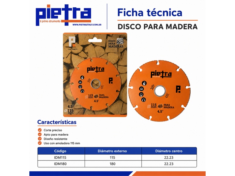 DISCO PARA MADERA 115MM